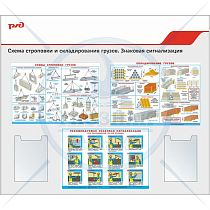 Стенды по охране труда для ОАО РЖД Схемы строповки и складирования грузов,знаковая сигнализация 3 горизонтальных плаката А2, 2 плоски (Пластик ПВХ 4 мм, алюминиевый профиль; 1400х1200)